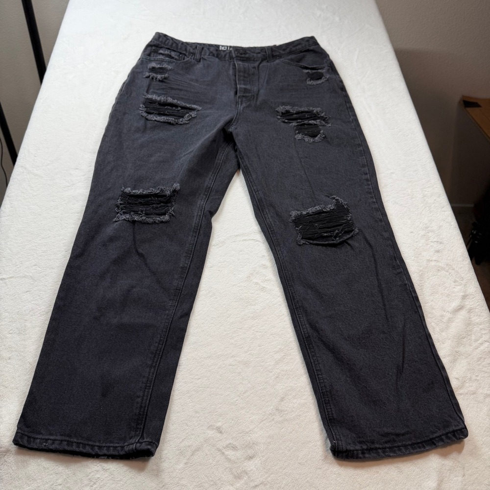 No Boundaries 90s Jean Women 17 Black NWT Distressed Super High Rise Relaxed Fit